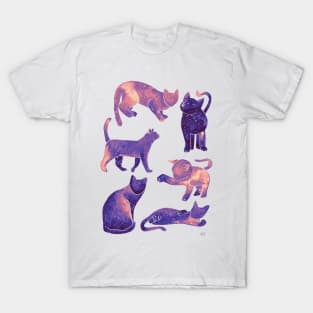 Galaxy Cats Pattern - Pastel Purple T-Shirt